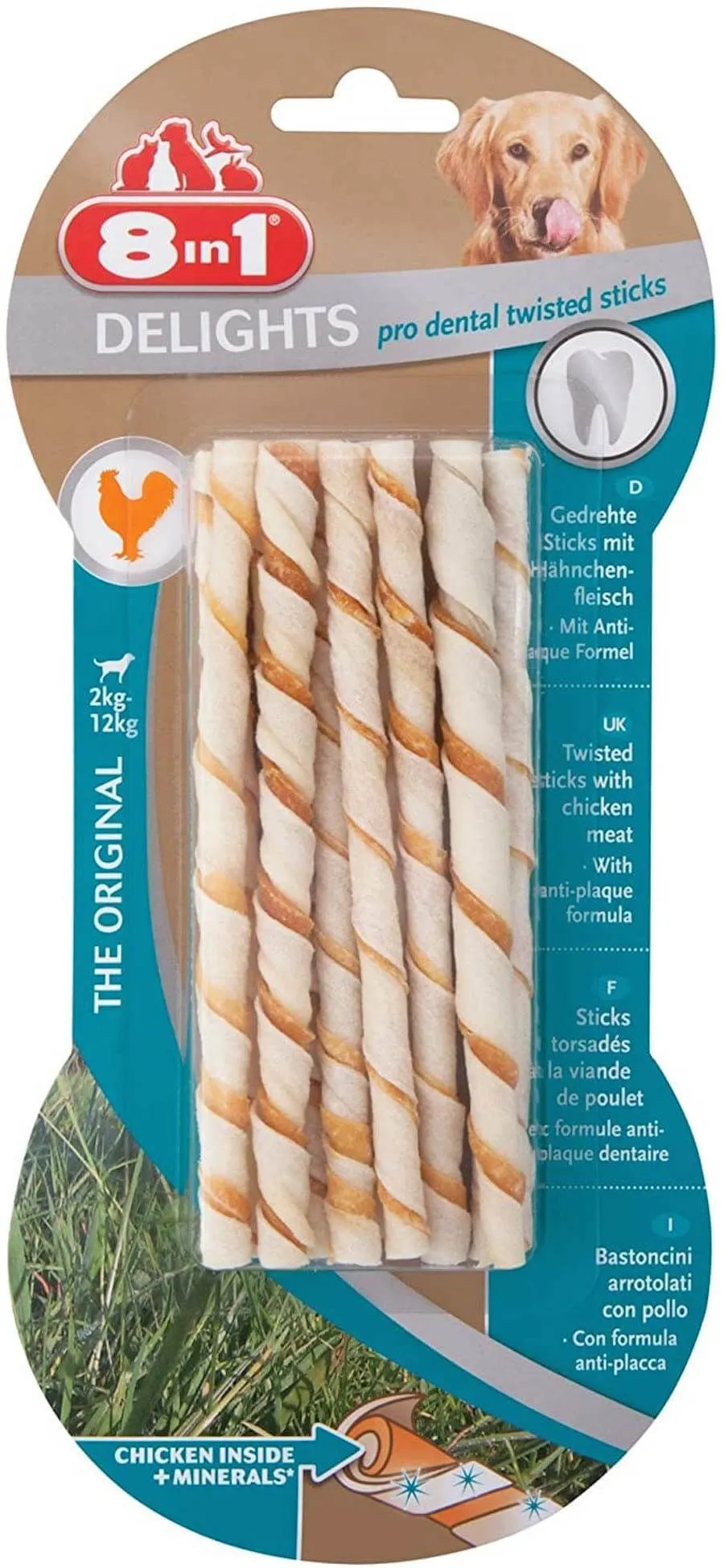 8in1 Delights Twisted Sticks Pro Dental XS Pour Chien X10