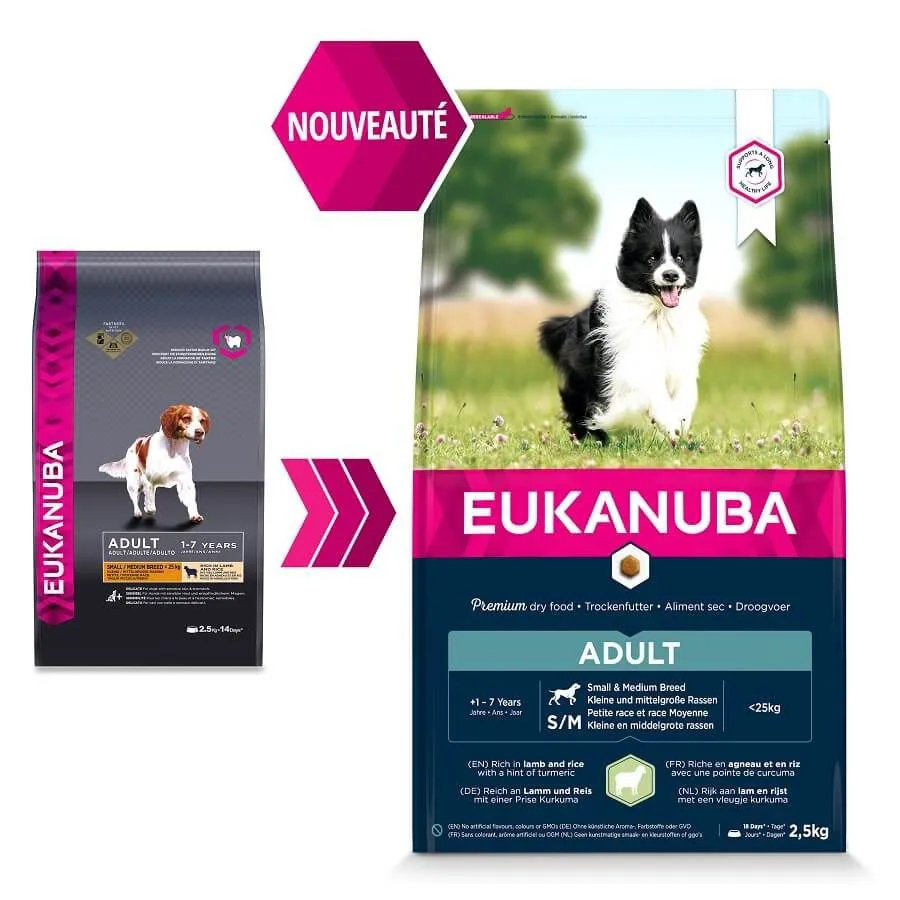 Eukanuba Chien Adulte Petite Et Moyenne Race Agneau Et Riz 2.5 Kg – Image 2